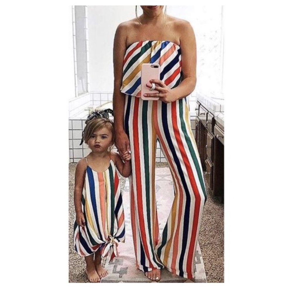 Mommy & Me matching rainbow striped outfit